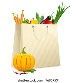 illustration of shopping bag full of fresh vegetable