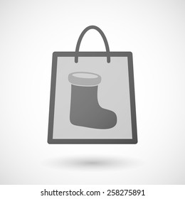 Illustration of a shopping bag icon with a christmas sock
