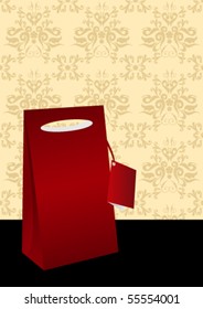 Illustration of a shopping bag, isolated on detailed grunge background