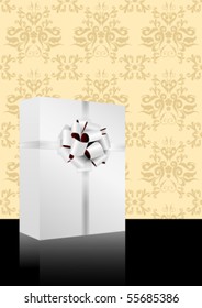 Illustration of a shopping bag, isolated on detailed vintage background