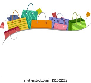 Illustration of Shopping Bags Border