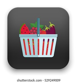 Illustration of Shopping basket full of healthy organic fresh and natural food.