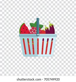 Illustration of Shopping basket full of healthy organic fresh and natural food.