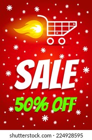 Illustration of a shopping cart and fire