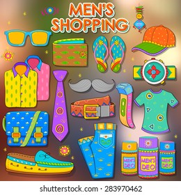 illustration of shopping concept in Indian kitsch style