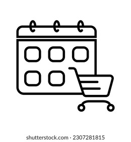 illustration of shopping day, calendar with shopping cart icon vector