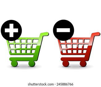 illustration of shopping icons for add and delete