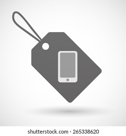 Illustration of a shopping label icon with a phone