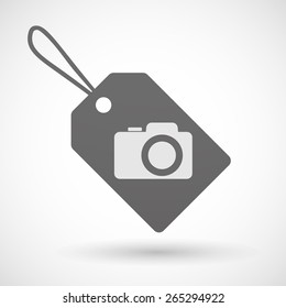 Illustration of a shopping label icon with a photo camera