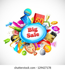 illustration of shopping object for big Sale