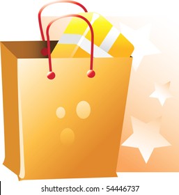 Illustration of shopping pouch with gift	