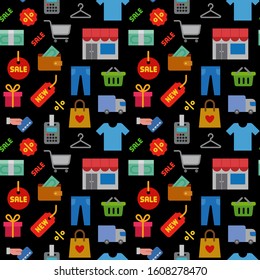 illustration of the shopping and sale seamless pattern