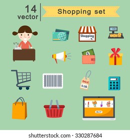 Illustration of shopping set vector