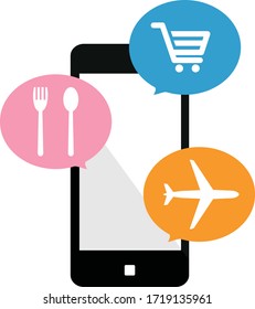 Ilustración de compras usando un smartphone.