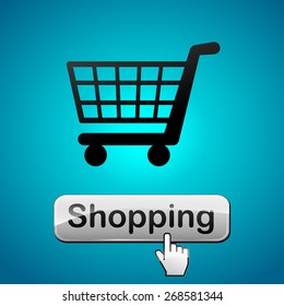 illustration of shopping web button with cart