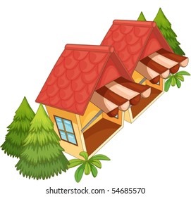 Illustration of shops on white background