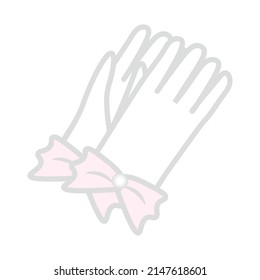 Illustration of short length wedding gloves