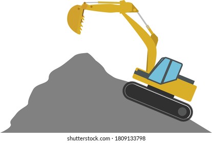 Illustration of a shovel car climbing a sand mountain