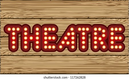 Illustration of showbiz, lettered sign with light bulbs, vector illustration