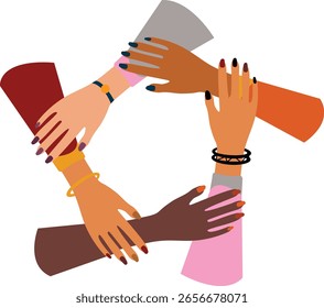 Ilustración que muestra diversas manos que representan diferentes tonos de piel, promoviendo la conciencia y la unidad durante octubre.