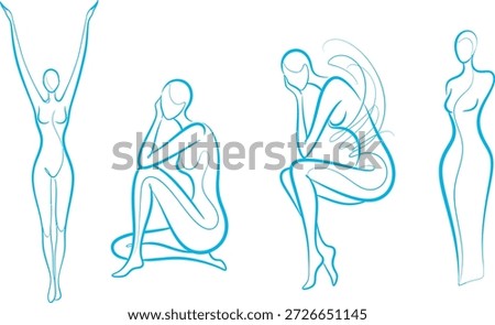 An illustration showcasing four distinct poses of a human figure in different stances and movements.