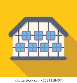 Illustration showcasing a modern eco friendly house equipped with solar panels on its roof, representing sustainable living and renewable energy solutions