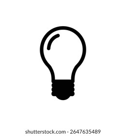 An illustration showcasing a simple lightbulb icon, rendered in black and white, a vector graphic suitable for various design purposes, symbolizing ideas.