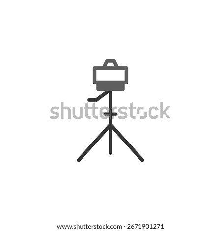 Illustration showcasing a spotlight equipment on a tripod, essential for professional photography and videography endeavors. This minimalistic design captures studio lighting equipment on blank