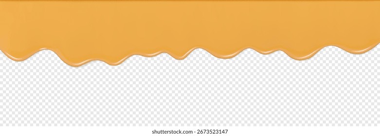 Illustration showcasing vibrant orange jam with a smooth dripping effect on a transparent background. 3D vector background