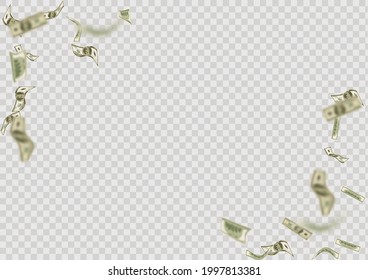 illustration of shower of dollar note falling down. vector