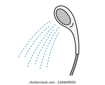 Illustration Of A Shower Head With Water Coming Out.