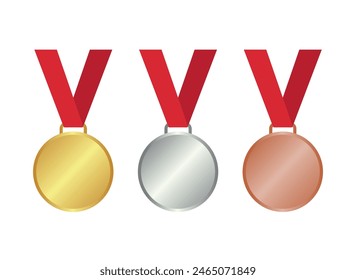 
Illustration showing 3 winners medals, gold, silver and bronze on a white background