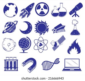 Illustration showing all about science and technology on a white background