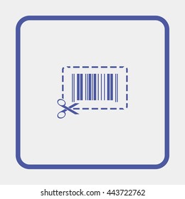 Illustration showing a barcode a dotted line around it and of scissors.