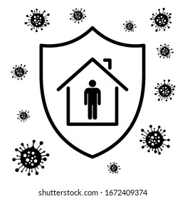 An illustration showing the benefits of home insulation in the fight against viruses. Vector illustration.