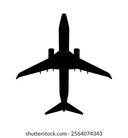 
Illustration showing a black airplane icon on a white background