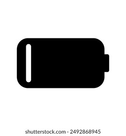 Illustration showing a black battery charge icon on a white background
