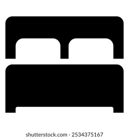 Ilustración que muestra un icono de cama negro sobre un fondo blanco
