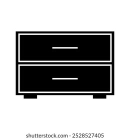 Ilustración que muestra un icono de mesita de noche negro sobre un fondo blanco