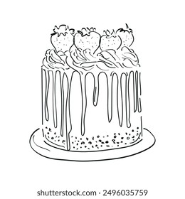 Illustration showing a black birthday cake icon on a white background