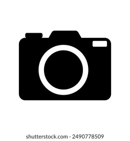 Illustration showing a black camera icon on a white background