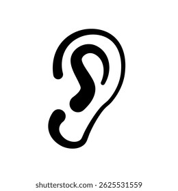 
Illustration showing a black ear icon on a white background
