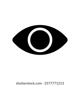 Illustration showing a black eye (see) icon on a white background