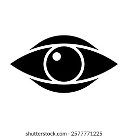 Illustration showing a black eye (see) icon on a white background