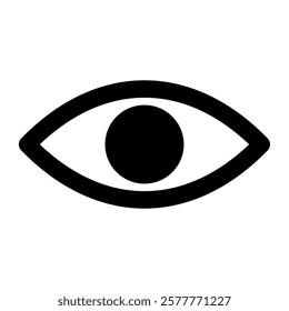 Illustration showing a black eye (see) icon on a white background