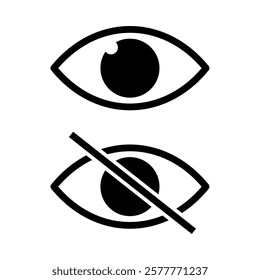 Illustration showing a black eye (see) icon on a white background