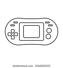 Illustration showing a black handheld game console icon on a white background