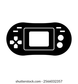 Illustration showing a black handheld game console icon on a white background