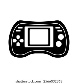 Illustration showing a black handheld game console icon on a white background