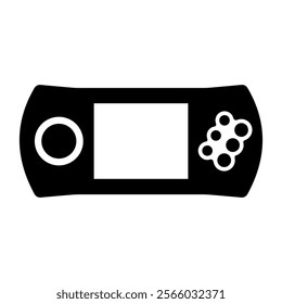 Illustration showing a black handheld game console icon on a white background